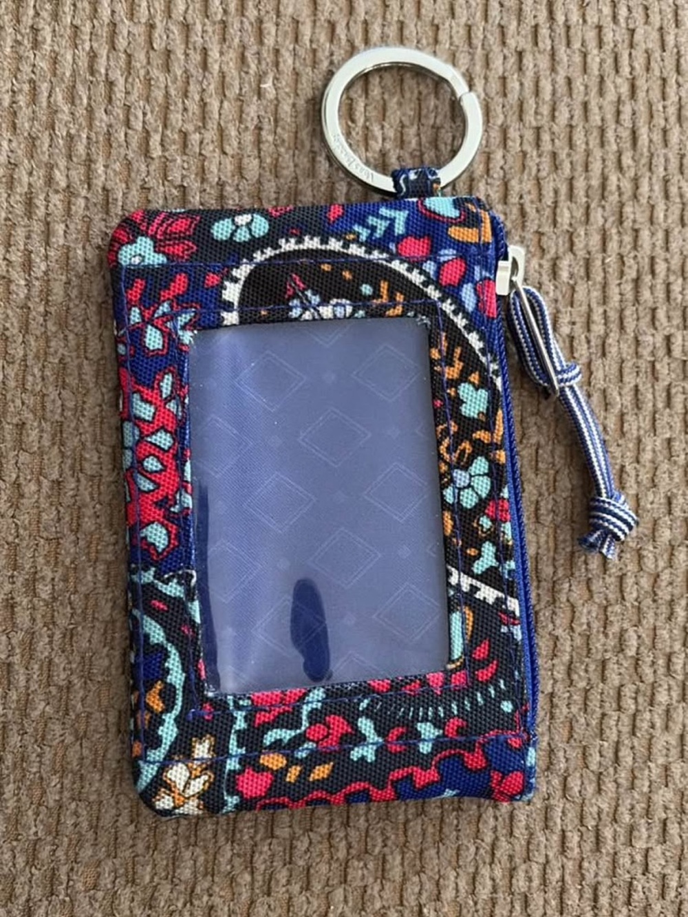 Vera Bradley Navy Floral Card Holder with Keyring